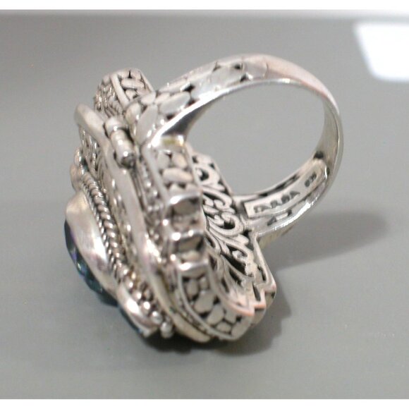 SARADA STERLING SILVER MYSTIC TOPAZ DOTS FILIGEE POISON RING - Picture 4 of 5